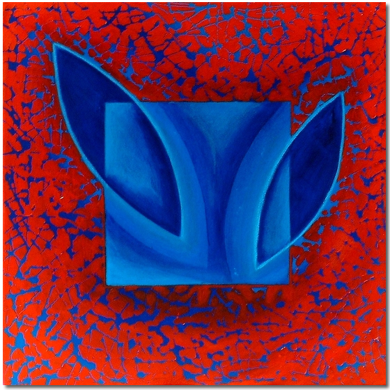 Photo of Abstraction in Red and Blue - abstract painting for sale