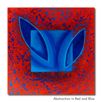 Abstraction in Red and Blue - Original painting for sale