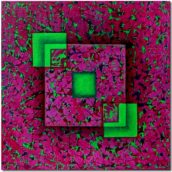 Photo of Green Square in Pattern, Painting by Elin Bjorsvik - visual artist, London, UK