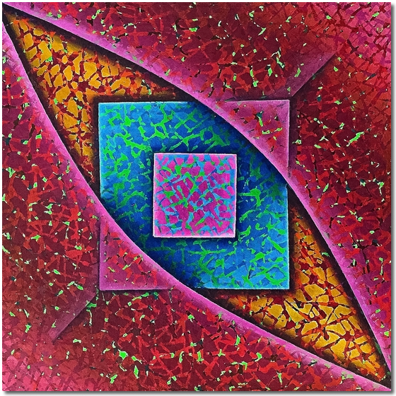 Photo of Squares in Blue and Pink- abstract painting for sale